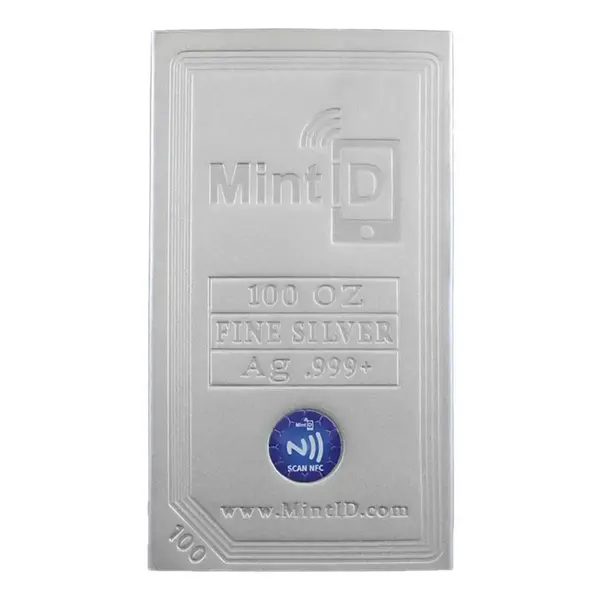 Mint ID 100 oz MintID Silver Bar .999+ Fine (NFC Scan Authentication)