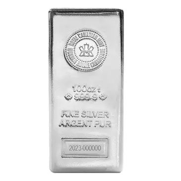 Canadian <p>100 oz Royal Canadian Mint (RCM) .9999 Fine Silver Bar</p>