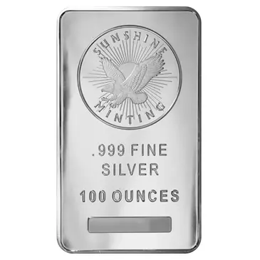 Default 100 oz Sunshine Mint Silver Bar .999 Fine (Pressed)