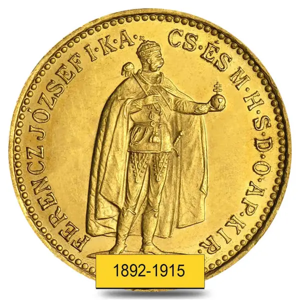Default 1892-1915 Hungary Gold 20 Korona BU (Random)