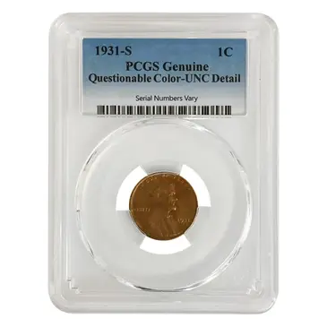 Default 1931-S Lincoln Wheat Penny 1 Cent PCGS Genuine UNC Detail