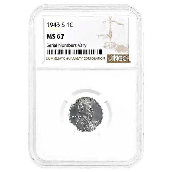 Default 1943-S Steel Lincoln Wheat Penny NGC MS 67