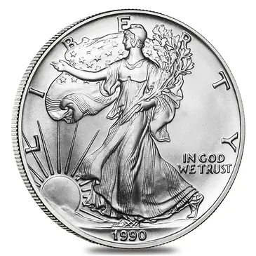 American 1990 1 oz Silver American Eagle $1 Coin BU