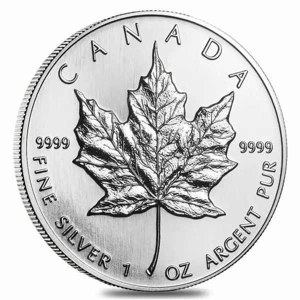 Default 1990 1 oz Silver Canadian Maple Leaf .9999 Fine $5 Coin BU (Sealed)