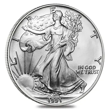 American 1991 1 oz Silver American Eagle $1 Coin BU