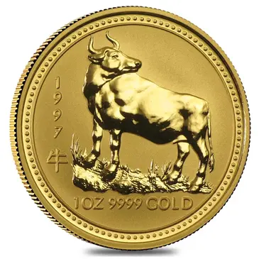 Australian 1997 1 oz $100 Gold Lunar Year of the Ox Australia Perth Mint Series I BU (In Cap)