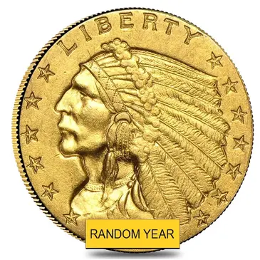 American $2.5 Gold Quarter Eagle Indian Head - Almost Uncirculated AU (Random Year)