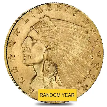 Default $2.5 Gold Quarter Eagle Indian Head - Brilliant Uncirculated BU (Random Year)