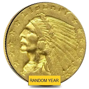 American $2.5 Gold Quarter Eagle Indian Head - Polished or Cleaned (Random Year)