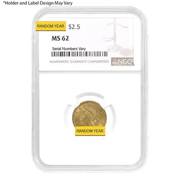 Default $2.5 Gold Quarter Eagle Liberty Head NGC MS 62 (Random Year)