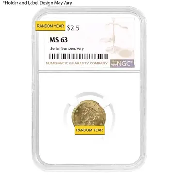Default $2.5 Gold Quarter Eagle Liberty Head NGC MS 63 (Random Year)