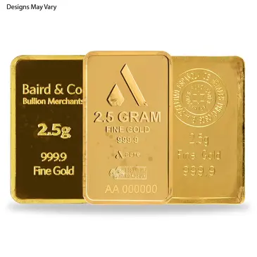 Default 2.5 gram Generic Gold Bar .999+ Fine (Secondary Market)