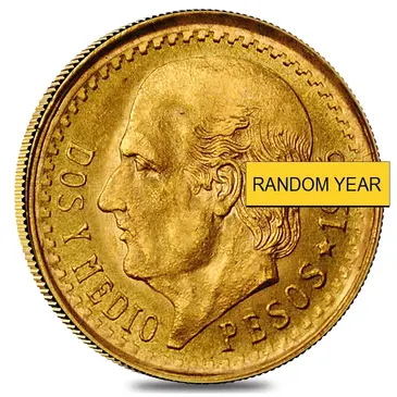 Mexican 2.5 Pesos Mexican Gold Coin AGW .0603 oz AU/BU (Random Year)