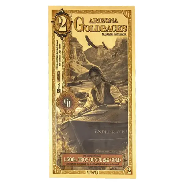 Default 2 Arizona Goldback 1/500 oz 24K Gold Foil Aurum Note