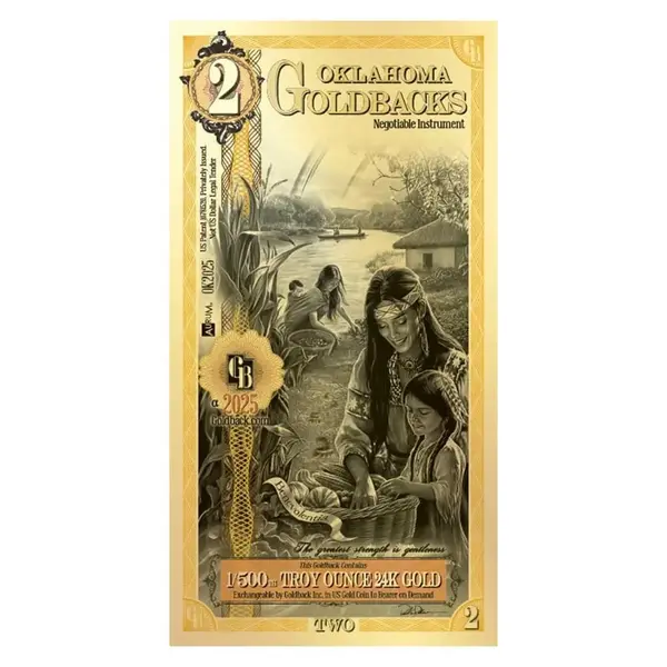 Default 2 Oklahoma Goldback 1/500 oz 24K Gold Foil Aurum Note