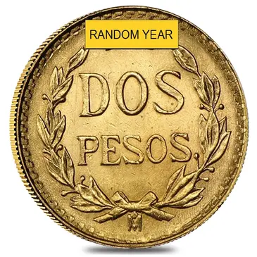 Mexican 2 Pesos Mexican Gold Coin AGW .0482 oz AU/BU (Random Year)