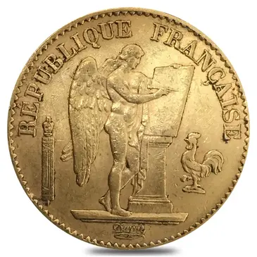 French 20 Francs French Lucky Angel Gold Coin AGW .1867 oz Avg Circ (Random Year)