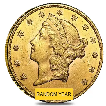 American $20 Gold Double Eagle Liberty Head - Almost Uncirculated AU (Random Year)
