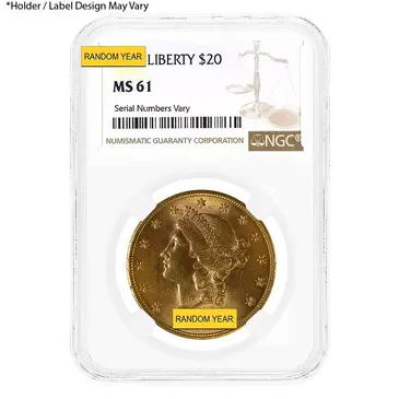 American $20 Gold Double Eagle Liberty Head NGC MS 61 (Random Year)