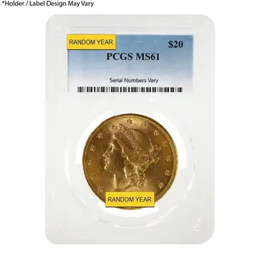 Default $20 Gold Double Eagle Liberty Head PCGS MS 61 (Random Year)