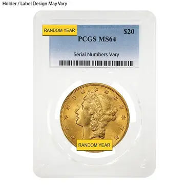 American $20 Gold Double Eagle Liberty Head PCGS MS 64 (Random Year)