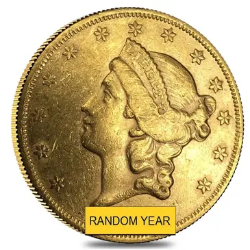 Default $20 Gold Double Eagle Liberty Head Type II - Almost Uncirculated AU (Random Year, 1866-1876)