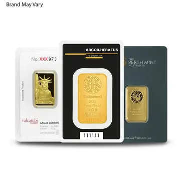 Default 20 gram Random Brand Gold Bar .999+ Fine (In Assay)