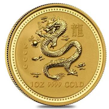 Australian 2000 1 oz Gold Lunar Year of The Dragon BU Australia Perth Mint In Cap