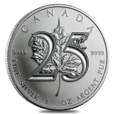 Default 2013 1 oz Silver Canadian Maple Leaf 25th Anniversary Coin