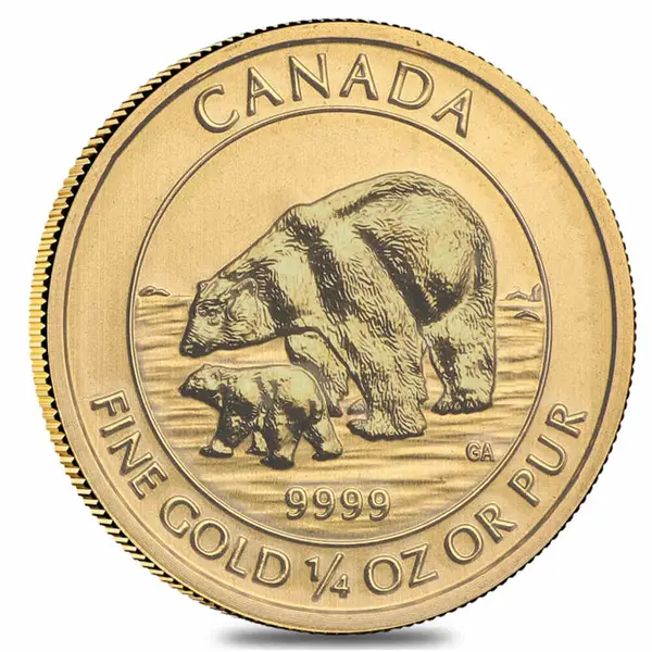 Default 2015 1/4 oz $10 Canadian Gold Polar Bear and Cub .9999 Fine BU (Sealed)