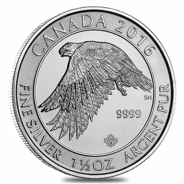 Canadian 2016 1.5 oz Canadian Silver White Falcon $8 Coin .9999 Fine BU