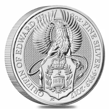 British 2017 Great Britain 2 oz Silver Queen's Beasts (Griffin) Coin .9999 Fine BU