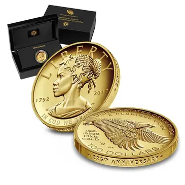 American 2017 W 1 oz $100 American Liberty High Relief Proof Gold Coin (w/Box and COA) - US Mint 225th Anniversary