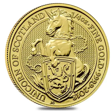 British 2018 Great Britain 1/4 oz Gold Queen's Beasts (Unicorn of Scotland) Coin .9999 Fine BU