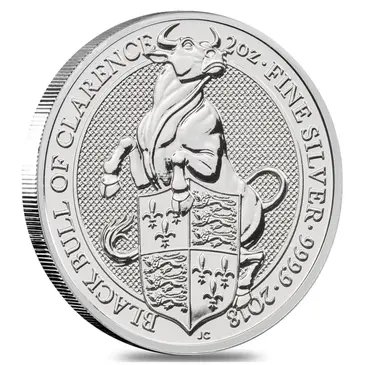 British 2018 Great Britain 2 oz Silver Queen's Beasts (Black Bull) Coin .9999 Fine BU
