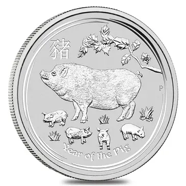 Australian 2019 1/2 oz Silver Lunar Year of The Pig BU Australian Perth Mint In Cap