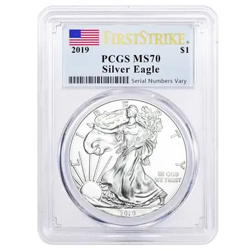 American 2019 1 oz Silver American Eagle $1 Coin PCGS MS 70 First Strike (Flag Label)