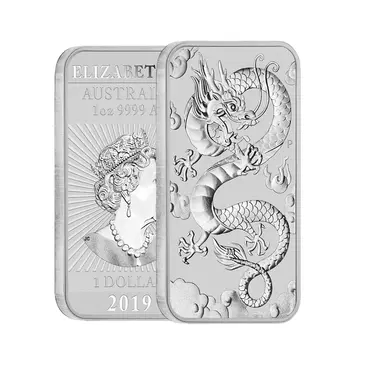 Australian 2019 1 oz Silver Australian Dragon Coin Bar $1 BU