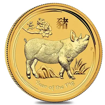 Australian 2019 2 oz Gold Lunar Year of The Pig BU Australia Perth Mint In Cap