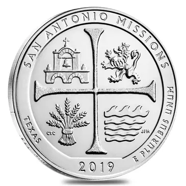 American 2019 5 oz Silver America the Beautiful ATB Texas San Antonio Missions National Historical Park Coin
