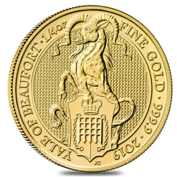 British 2019 Great Britain 1/4 oz Gold Queen's Beasts (Yale) Coin .9999 Fine BU