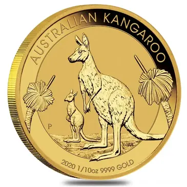 Australian 2020 1/10 oz Australian Gold Kangaroo Perth Mint Coin .9999 Fine BU In Cap