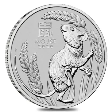 Australian 2020 1 oz Platinum Lunar Year of The Mouse / Rat BU Australia Perth Mint In Cap