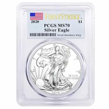 American 2020 1 oz Silver American Eagle $1 Coin PCGS MS 70 First Strike (Flag Label)