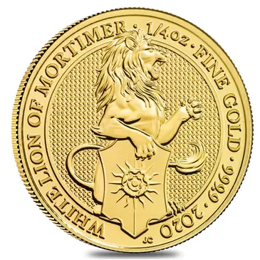 British 2020 Great Britain 1/4 oz Gold Queen's Beasts White Lion of Mortimer Coin .9999 Fine BU