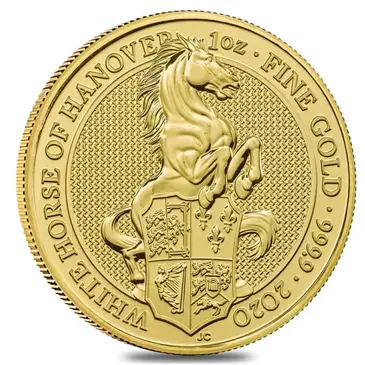 British 2020 Great Britain 1 oz Gold Queen's Beasts White Horse of Hanover Coin .9999 Fine BU