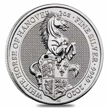British 2020 Great Britain 2 oz Silver Queen's Beasts White Horse of Hanover Coin .9999 Fine BU