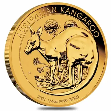 Australian 2021 1/4 oz Australian Gold Kangaroo Perth Mint Coin .9999 Fine BU In Cap