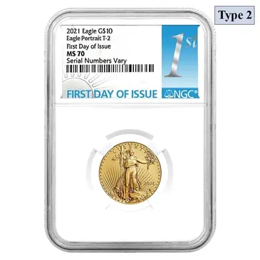 Default 2021 1/4 oz Gold American Eagle Type 2 NGC MS 70 FDOI