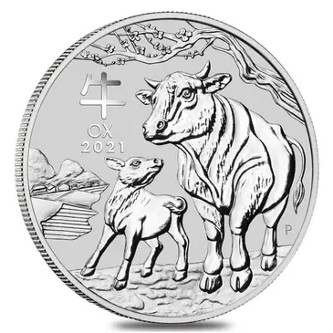 Australian 2021 1 oz Silver Lunar Year of The Ox BU Australian Perth Mint In Cap
